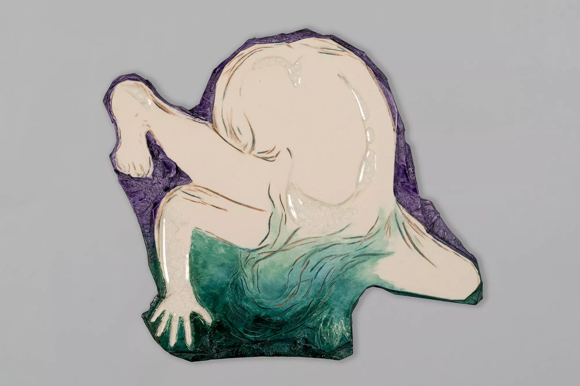 Gaia Fugazza - Sete - Gaia Fugazza - Sete - Roly Poly (purple and green), 2024, porcelain and glass, 30 × 30 cm