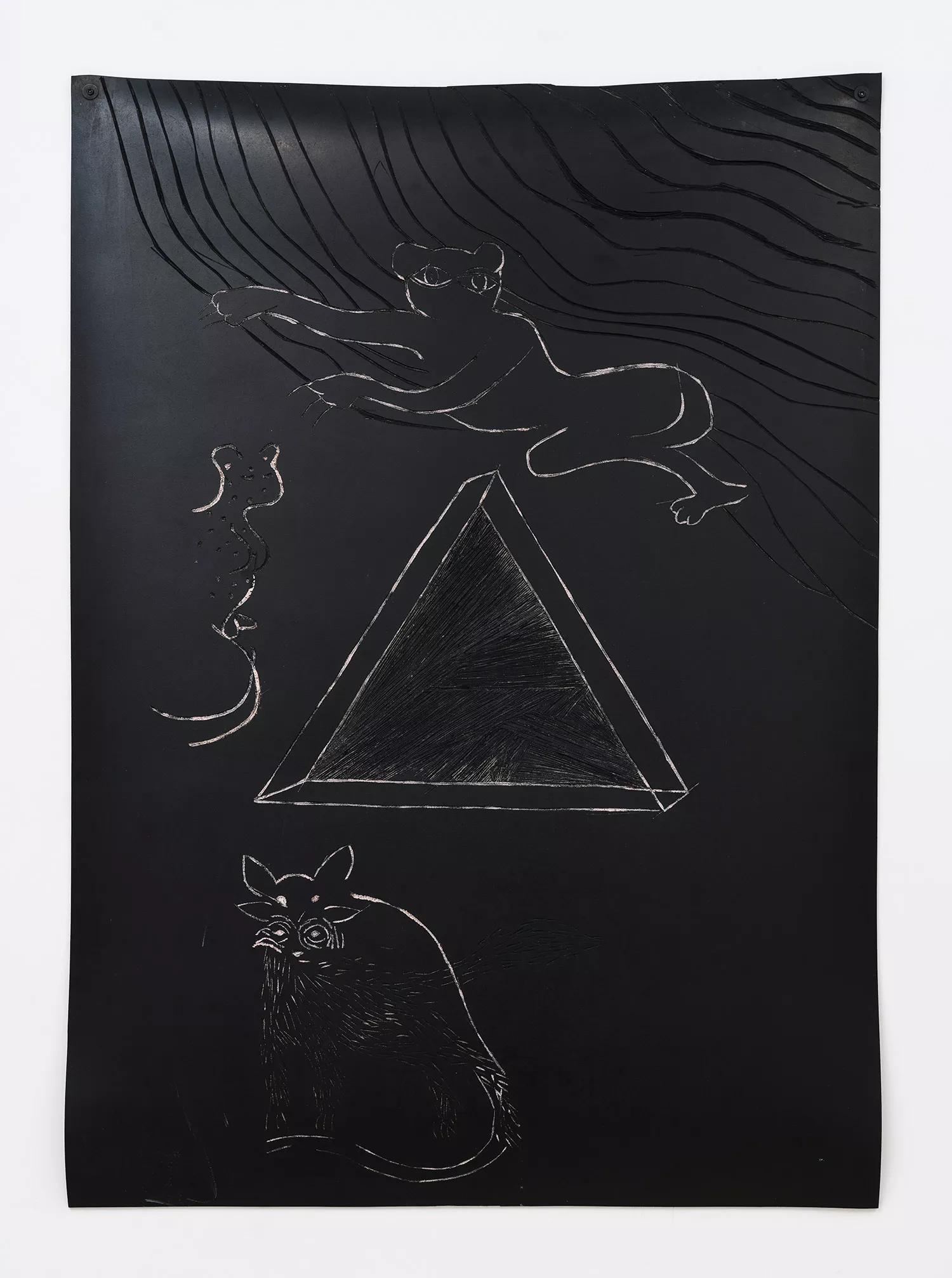 Gaia Fugazza - Growing Gills - Gaia Fugazza - Growing Gills - Trinity Panther, 2016  Natural rubber, chalk, 150 × 100 cm