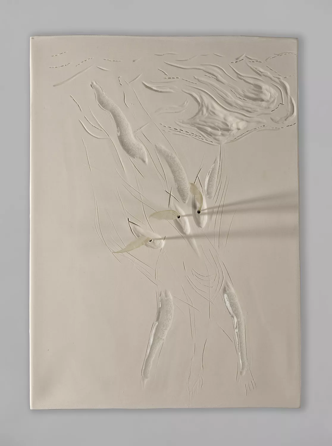 Gaia Fugazza - Sete  - Gaia Fugazza - Sete  - Trasformazione teriantropa [Therianthropic transformation], 2024  Porcelain, glass and squid bones, 33 × 24 cm
